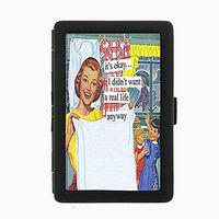 Perfection In Style Black Color Metal Cigarette Case Vintage Housewife Design 009