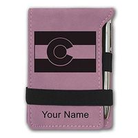 Mini Notepad, Flag of Colorado, Personalized Engraving Included (Pink)