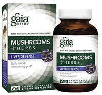 Gaia Herbs Mushrooms + Herbs Liver Defense, Vegan Liquid Capsules, 60 Count - Daily Liver Support & Immune Support with Organic Reishi, Astragalus and Schisandra