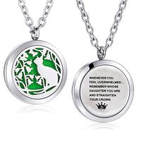 AZORA Stainless Steel Aroma Therapy Aromatherapy Essential Oil Diffuser Necklace Locket Pendant Daughter Necklace