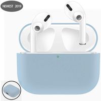 LANGXIANGO Compatible for Airpods Pro Case, Cute Carrying Case for AirPods 3 Charging Case [2019 Release] Shock-Absorbing Soft Slim Silicone Case Skin [Visible Front LED] (Light Blue)