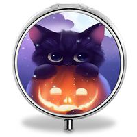 Cat Pill Case, Round Stainless Drug Organizer Container Medicine Cover for Pocket Daily&Weekly