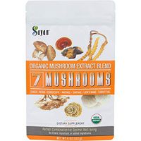 Sayan 7 Mushrooms USDA Organic Extract Powder Blend Supplement 4 oz / 113g - Chaga, Reishi, Cordyceps, Maitake, Shiitake, Lion's Mane and Turkey Tail, No Fillers, Add to Coffee or Tea, Fruiting Body