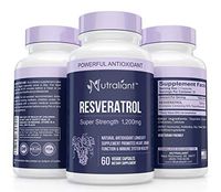 Resveratrol 1200mg Maximum Strength Supplement - Trans Resveratrol Natural Antioxidant to Support Immune, Heart, Weight Loss & Brain Health - Trans-Resveratrol Pills for Anti-Aging 60 Veggie Capsules