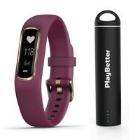 Garmin vívosmart 4 (Berry/Light Gold, Small/Medium) Smart Activity Tracker Power Bundle Portable Charger | Fitness Activity Tracker | Heart Rate
