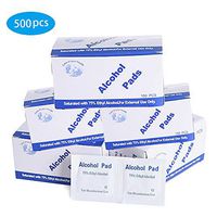 Wanapure 500pcs Disposable Alcohol Prep Pads, 75% Alcohol Disinfectant Cotton Slices, Sterile Gauze Pads Wrapped Swap Pad Wet Wipe Portable Skin-Prep Protection Wipes Cloth for Skin, Glasses, Phone