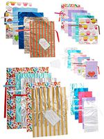 Gift Mate 56 Piece Gift Bag Set with Inserted Drawstring Ribbons