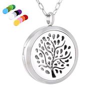 constantlife Fashion Hollow Tree Diffuser Locket with 12 Felt Pads -316L Stainless Steel Essential Oil Fragrancy Pendant Airfreshner