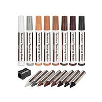 17pcs Furniture Repair Kit with Sharpener 8 Touch Up Marker 8 Filler Wax Sticks for Stains, Scratches,Floors,Tables,Desks,Carpenters, Bedposts,Touch Ups,Cover Ups, Molding Repair