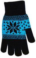 Boss Tech Products Knit Touchscreen Gloves with Conductive Fingertips for Use with All Touchscreen Electronic Devices- Blue Snow
