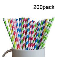 [200 pack]Biodegradable Paper Straws，Strong Enough for Both Hot and Cold Drinks Wave Patterns Drinking Straws，Eco-Friendly，Value Pack Bulk with for Party Supplies | Birthday | Wedding | DIY
