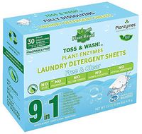 Plant Enzyme HE Laundry Detergent Sheets Fragrance Free 10 * 3 - Biodegradable & Compostable Pouch