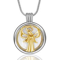 INFUSEU Guardian Angel Pendant Necklace Aromatherapy Essential Oil Diffuser Locket Jewelry with 12PCS Refill Replacement Pads for Women Gift Set