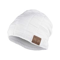 Bluetooth Beanie Music Hat, NovPeak Wireless Smart Beanie Music Cap with HD Stereo Speaker, Built-in Mic Microphone for Running Skiing Skating, Gift for Men Women (Thicken-White)