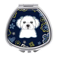 Blue Flowers Maltese Design Pill Case Box Western Medicine Tablet Holder Decorative Pill Box for Pocket or Purse