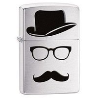 Gifts Infinity® Personalized Moustache And Hat Brushed Chrome LIGHTER - Free Engraving