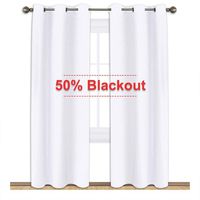 NICETOWN Window Treatment Curtain Set - 50% Light Reducing Curtains for Living Room, Curtain Panels for Patio Door (2 Panels, 42 inches x 84 inches, Pure White)