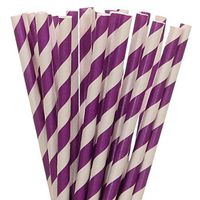 Purple Striped Paper Straws - Purple - Striped (100)