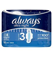 Always Ultra Night (Size 3) Sanitary Towels Wings 10 Pads