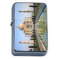 Famous Landmark The Taj Mahal India Flip Top Oil Lighter S4 Smoking Cigarette Smoker Includes Silver Case
