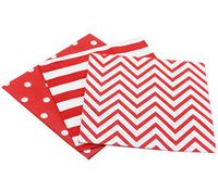 Anyneo Disposable 2-ply Party Napkins, Striped Chevron Polka Dot Paper Beverage Napkins for Birthday, Christmas or Anniversary Celebration, Cocktail Beverage Napkins 60-Count,13" x 13" Red