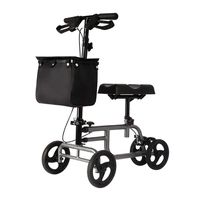 EGCLJ Knee Rollator Walker with Seat Wheel, Steerable Knee Walker with Brakes, Fold Down Handle Adjustable Height Drive Single Leg Rehabilitation Walker
