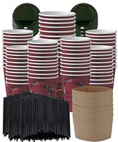 TS Home  Goods (12 Ounce) Coffee Cups With Lids Sleeves and Stirrers Disposable,Perfect for Coffee,Tea, Hot Chocolate, (50 Pack)