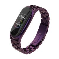 Mijobs Replacement Strap Compatible with Xiaomi Mi Band 3, Stainless Steel Replacement Band Metal Bracelet Wristband Accessories for Xiaom Mi Band 4 Strap (Purple)