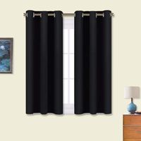 NICETOWN Bathroom Blackout Curtains and Drapes, Black Solid Thermal Insulated Grommet Blackout Drapery Panels for Window (2 Panels, 34 inches Wide by 45 inches Long, Black)