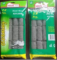 Uniware 12 Piece Heavy Duty Steel Wool Pack for All Kitchen Use