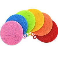 Emoly Silicone Dish Sponges - 6 Pack Food Grade Reusable Sponges for Dishes， Heat Resistant and Without Bpa，Double Sided Silicon Brush, 6 Colors