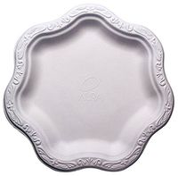[100 COUNT] 9" inch Disposable Floral Medium Premium White Plates Acanthus Collection Natural Sugarcane Bamboo Fibers Bagasse 100% Byproduct Eco Friendly Environmental Plastic Paper Plate Alternative