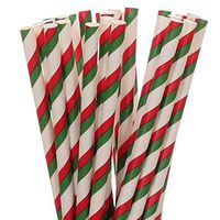 Biodegradable Paper Straws Red Green And White Striped (100)