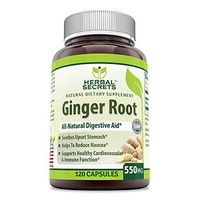 Herbal Secrets Ginger Root Supplement 550 Mg Capsules (Non-GMO) - Helps to Reduce Nausea, Supports Cardiovascular & Immune Function, Soothes Upset Stomach* (120 Capsules)