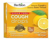 Herbion Naturals Sugar-Free Cough Drops with Natural Honey Lemon Flavor, 18 Drops, Oral Anesthetic - Relieves Cough, Throat, and Bronchial Irritation, Soothes Sore Mouth, For Adults and Children 2yo+