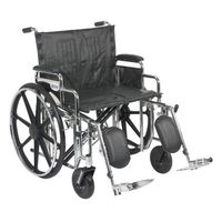 Drive Medical Sentra Extra Heavy Duty Wheelchair with Various Arm Styles and Front Rigging Options, Black, Bariatric, 24 Inch