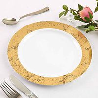 Efavormart 20 Pack 10" White Disposable Round Dessert Salad Plates with Gold Marble Hot Stamped Rim For Wedding Banquet