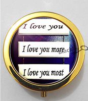 BlackKey I Love You More I Love You Most 3-Compartment Decorative Pocket Gift Box Case Organizer for Pill, Color 2 -806