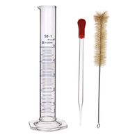 Thick Glass Graduated Cylinder Measuring Liquid Lab Hexagon Base Cylinders Come with Cylinder Brush (Glass, 50ML)