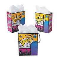 Fun Express - Superhero Girl Small Gift Bags for Birthday - Party Supplies - Bags - Paper Gift W & Handles - Birthday - 12 Pieces