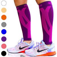 BLITZU Calf Compression Sleeve One Pair Leg Performance Support for Shin Splint & Calf Pain Relief. Men Women Runners Guards Sleeves for Running. Improves Circulation and Recovery Purple L/XL