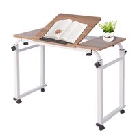 Overbed Table with Wheels, Height Adjustable Laptop Cart Mobile Computer Desk Sofa Table with Heavy Duty Metal Legs for Home Office and Hospital, 0.8m/31.5inch Table Leg