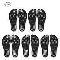 HJJH Barefoot Soles Foot Padding Stickers Insoles Invisible Shoe Water, Barefoot Shoes, Soles Shoes, Non-Slip Waterproof Design, Suitable For Barefoot Beach, 5 Pairs,Black,XL