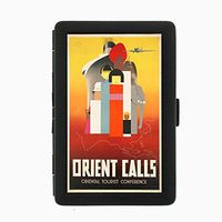 Perfection In Style Black Color Metal Cigarette Case D-214 Orient Calls Oriental Tourist Conference