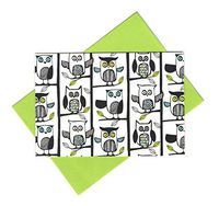 Bird Inspired Set of 10 Blank Notecards ~ Wise Owls (3.4" x 5"; Green Envelopes)