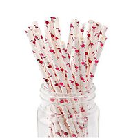 [Burgundy Flamingo] 50pcs Paper Drinking Straws Stripe Polka Dot Party Wedding Decoration Kids Birthday Baby Shower Christmas Supplies Halloween