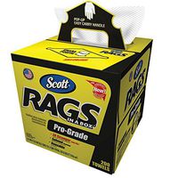 Scott Pro Grade Rags In A Box (39364), Shop Towels for Solvents & Heavy-Duty Jobs, White, 200 Wipes / POP-UP Box