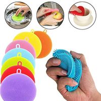 Lazinem Round Dish Washing Brush Multifunction Silicone Kitchen Cleaning Tool Brushes