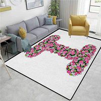 Letter I Paisley Customize Door Mats for Home Mat, Initial Letter I with Colorful Blooming Bouquet Daisies Realistic Looking Flowers, Easy Maintenance Area Rug Living Room Bedroom Carpet(4'x 6')