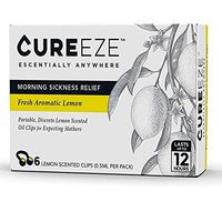 Morning Sickness Relief Nose Clips by CureEze - Portable, Natural Remedy for Pregnancy Morning Sickness, Dizziness, Aromatherapy-Lemon Essential Oil, Non-GMO (1 Pack of 6 Clips)